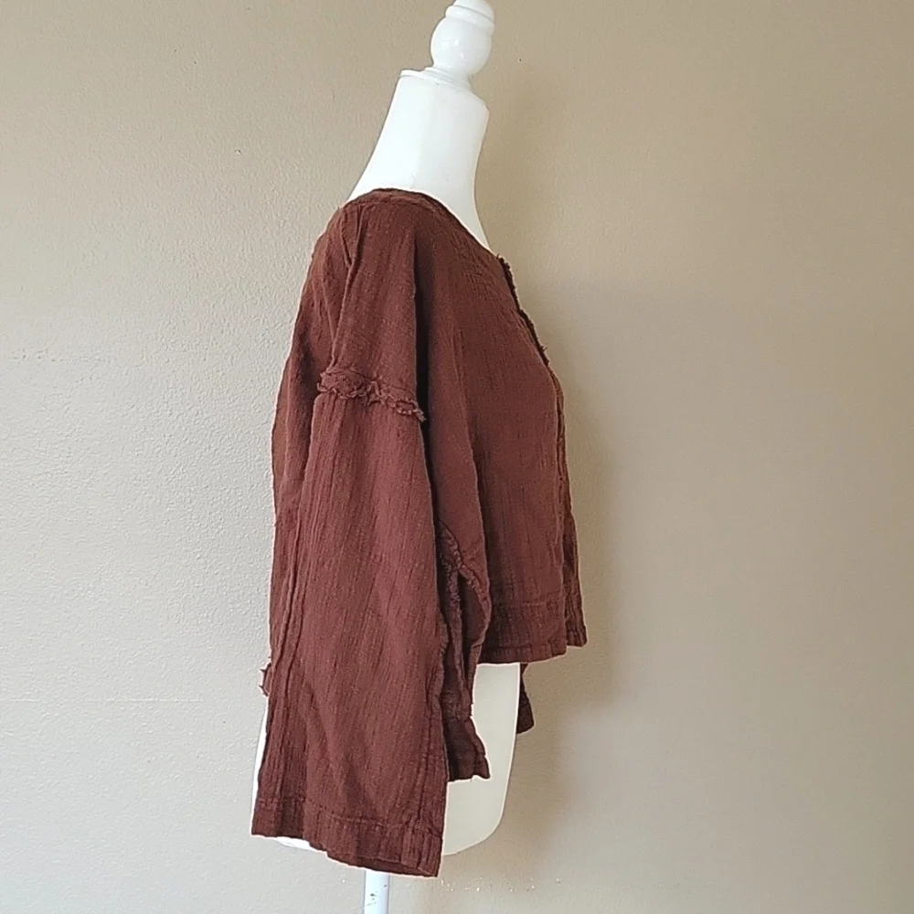 Free People Thora Chocolate Love Brown Loose Top - Size XS